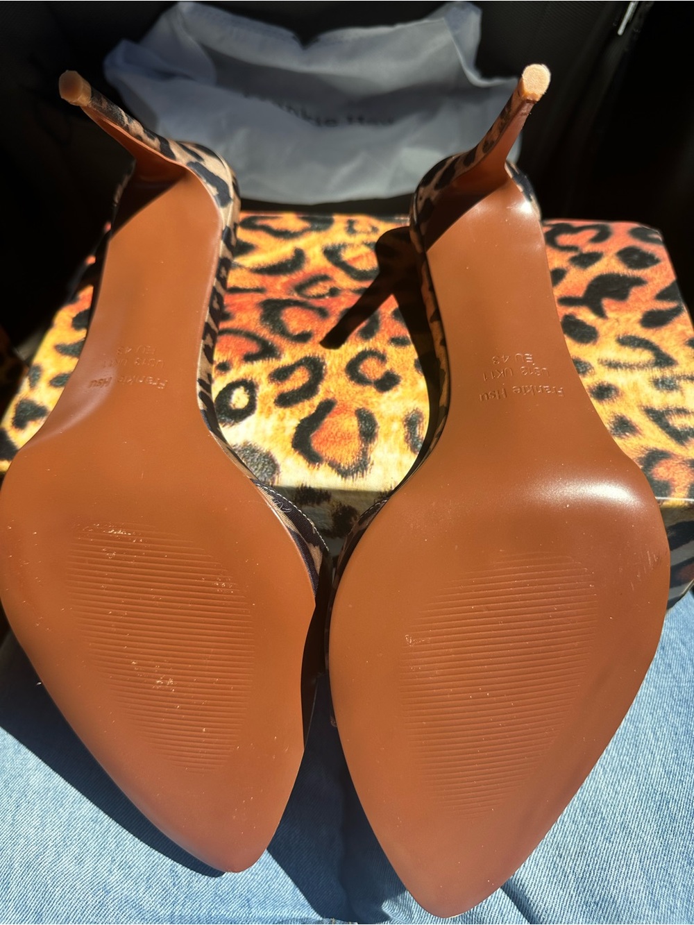 Frankie Hsu Leopard Print Open-Toe Stiletto Heels - Picture 7 of 13